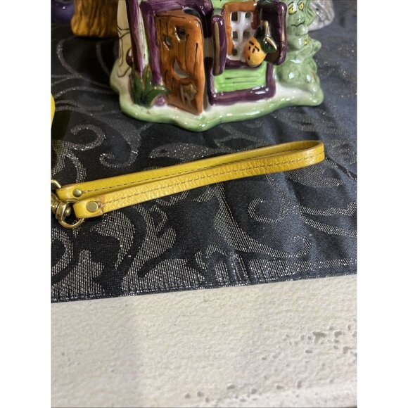 Fossil Leather Yellow Mustard Studded Wristlet Wallet - Picture 14 of 15